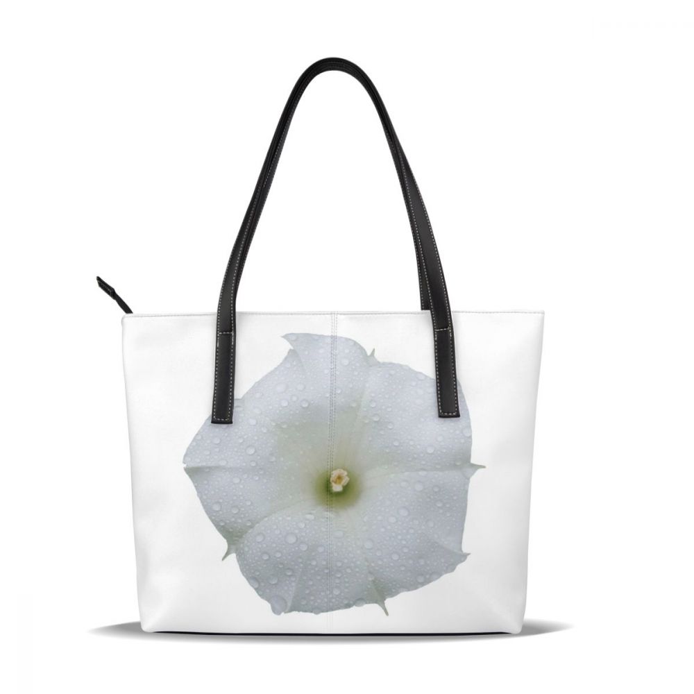 Moonflower Handtas Moonflower Top-Handvat Tassen Grote Capaciteit Patroon Lederen Draagtas Vrouwen Handtassen: Moonflower