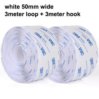 3Meter 16-100Mm Zelfklevende Klittenbandsluiting Tape Nylon Sticker Haak Lus Strips Fastener Met lijm Diy Accessoires: White 50mm