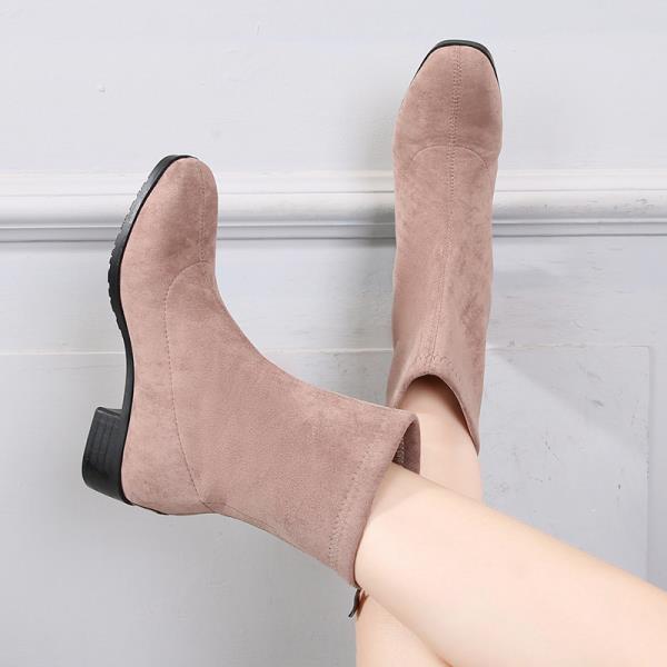 Laarzen platte hak grote maten schoenen dames halfhoge laarzen dames lage hakken laarzen chelsea ronde neus winterschoenen grote maten: 2 / 35