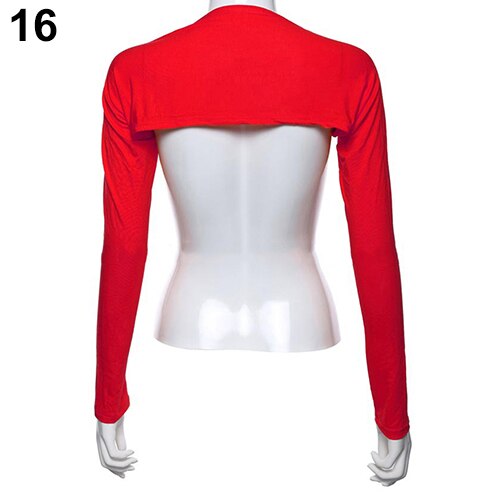 Vrouwen Solid Katoen Stretch Een Stuk Schouder Mouw Zon Arm Cover: Red