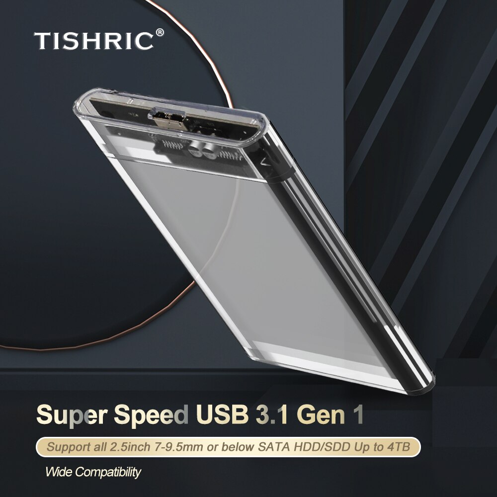 TISHRIC External HDD Case USB 3.0 SATA Type-c Hard Disk Case Adapter Hard Drive Enclosure 2.5" Up to 6GB SDD Case/Box