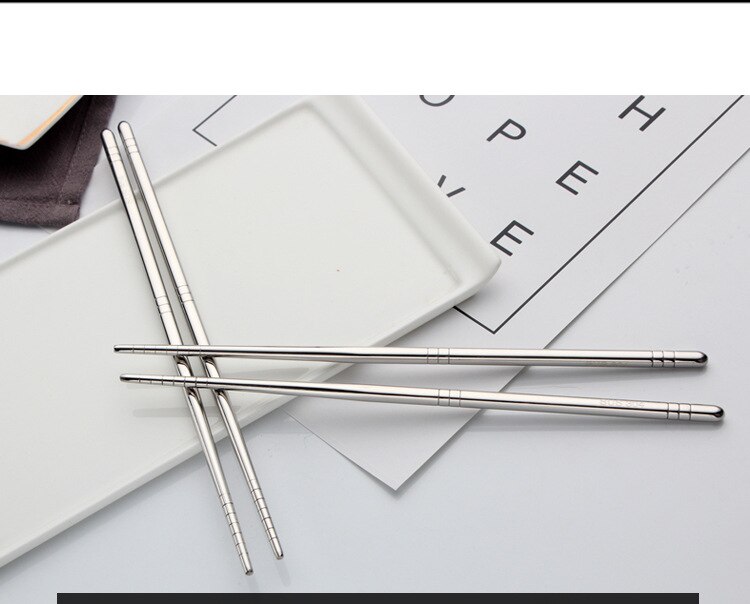 Steel Chopsticks Set Food Sticks Sushi Tableware Cutlery SUS 304 Non-slip Anti - Bacterial Anti - Corrosive Environmental Health: 2 pairs