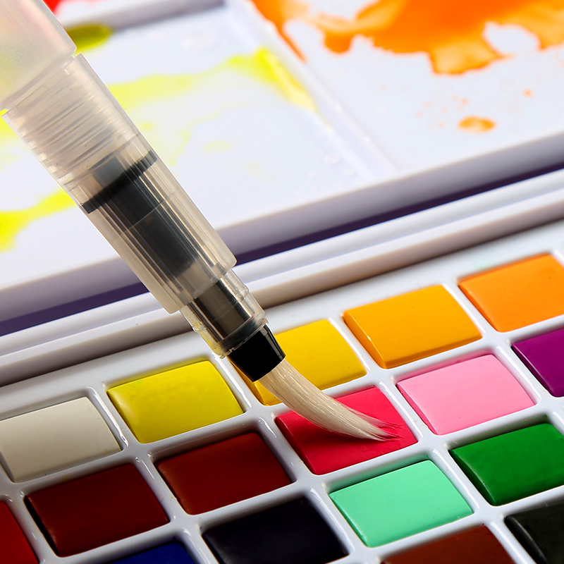 Draagbare 36 Kleuren Solid Pigment Aquarel Verf Set Met Spons Borstel Pen Voor Professionele Schilderen Kunst Levert