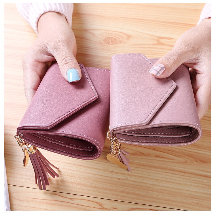 Mini-quasten-geldbörse, damenhandtasche, kurze Mini-geldbörse, hübsche handtasche für koreanische studentinnen, kleine damen-geldbörse