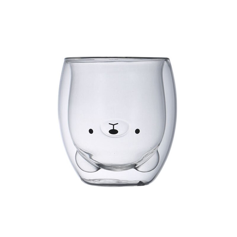 Canecas bonitos vidros parede dupla isolados copos copo de café, copo de café, copo de chá, copo de leite, melhor presente para o escritório e pessoal b: Bear 1