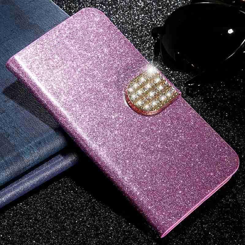 Case For TCL 30 SE Leather Wallet Flip Cover Vintage Magnet Phone Case For TCL 30 SE Coque: Purple with Diamond