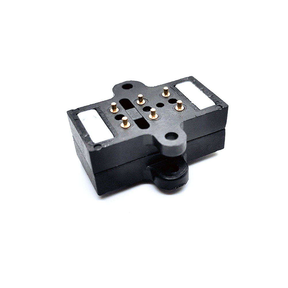 6pin magnetic connector Spring Loaded Magnetic Pogo Pin 6 Positions Magnets PCB Solder Male Female Probe With mounting holes