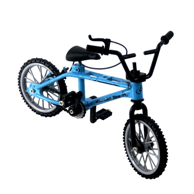 Mini dedo brinquedos de bicicleta liga miniatura mtb bicicleta modelo diy simulação criativa mountain bike ciclismo crianças presentes educativos: Azul