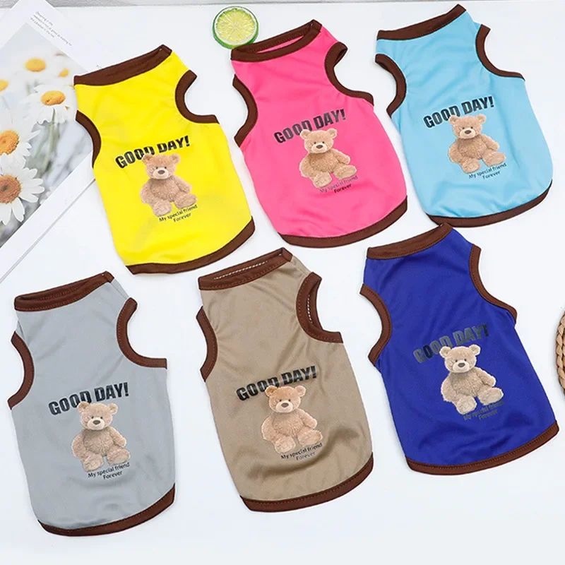 Haustiere Sommer Drucke Westen Hund Kleidung Kleiner Bär Hund Muster Haustier T-shirts Atmungsaktive Ärmellose Welpen Kostüm Hund Haustier Shirts