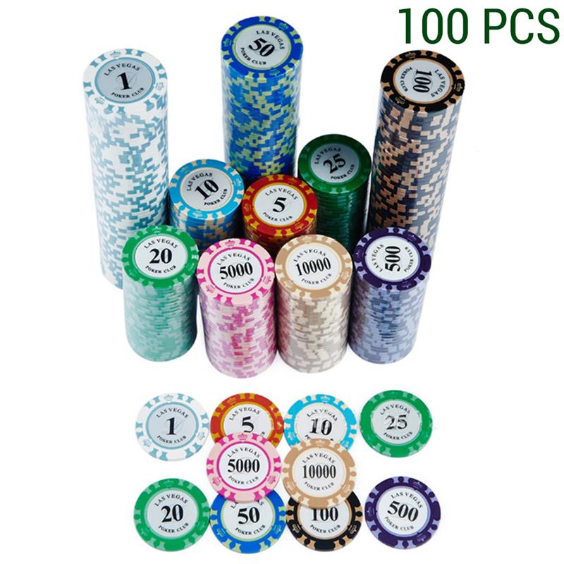 100pcs Round Plastic Chips Casino Poker Card Game Baccarat Counting Accessories Dice Entertainment Chip: Light Green