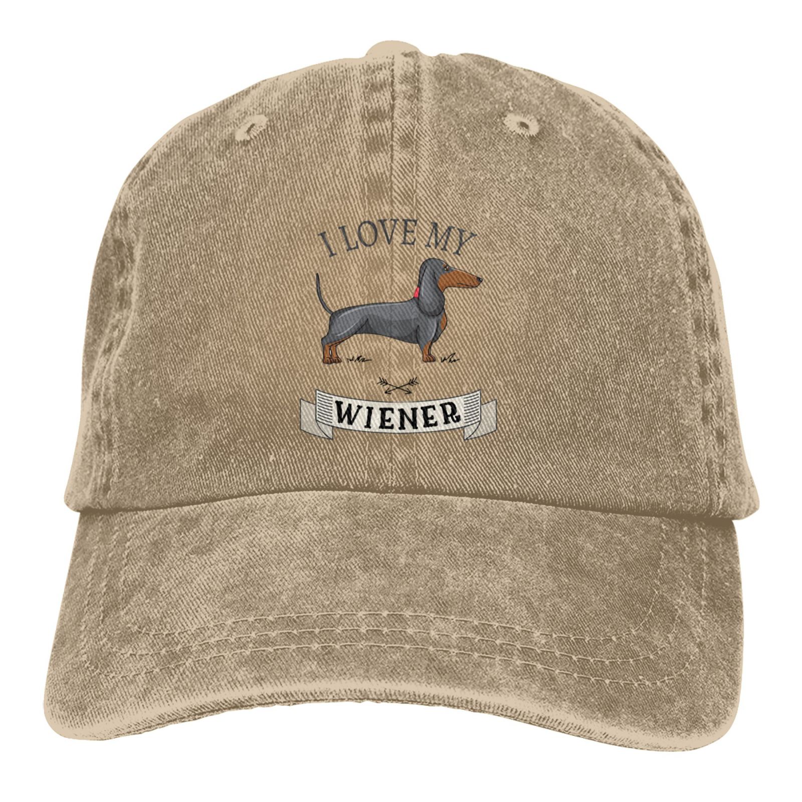 Dachshund Weiner Dog Hat Funny Black Baseball Cap Men Women Adjustable Trucker Washed Denim Caps for Outdoor: Dark Grey