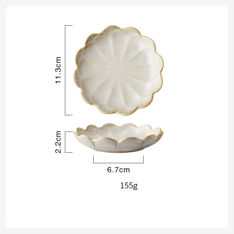 Smuk retro lotus keramisk tallerken porcelæn ovn glaseret blomst middag tallerken sauce nødder frugt bakke fest snack retter tallerken: Hvid blomst