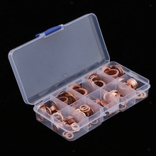 Bil kopparbrickor tätning sortiment assorterad 13*7*2.3cm 200 st oljeavtappningsplugg bricka koppar kross