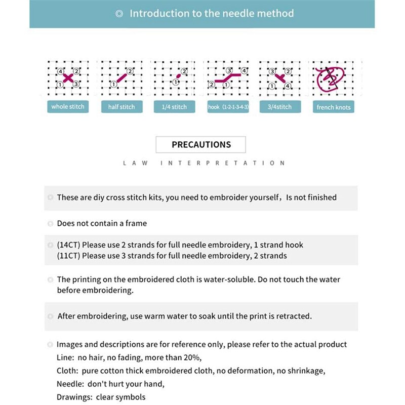 Cross Stitch Stamped Kits Printed Embroidery Cloth Needlepoint Kits Easy Patterns for Angel's Wings 11CT