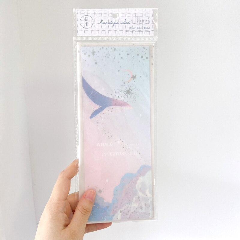 12pack Hyuna Little Flower Series Sulfuric Acid Paper Letterhead Pure Heart Dream Art Illustration 3 Envelope 6 Letter Paper set: Lake