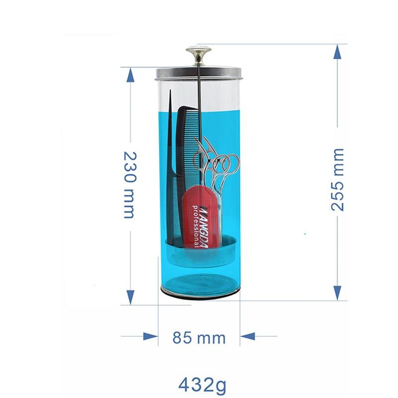 Outil de coiffure désinfectant bouteille en verre couvercle en acier inoxydable antichoc éponge fond ciseaux désinfectant approvisionnement