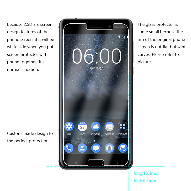 2 Pcs Glas Sfor Nokia 6 Screen Protector Gehard Glas Voor Nokia 6 Glas Voor Nokia 6 Ta- 1021 Telefoon Beschermende Film Wolfsay