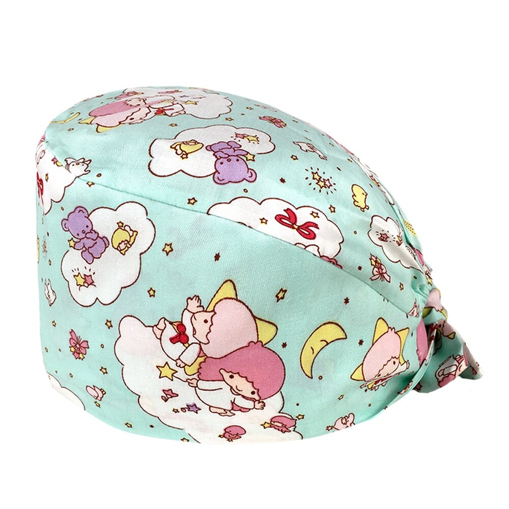 Cartoon print verstelbare ademende scrub muts schoonheidssalon dame verpleegkundige muts ziekenhuis chirurgische muts: 12026