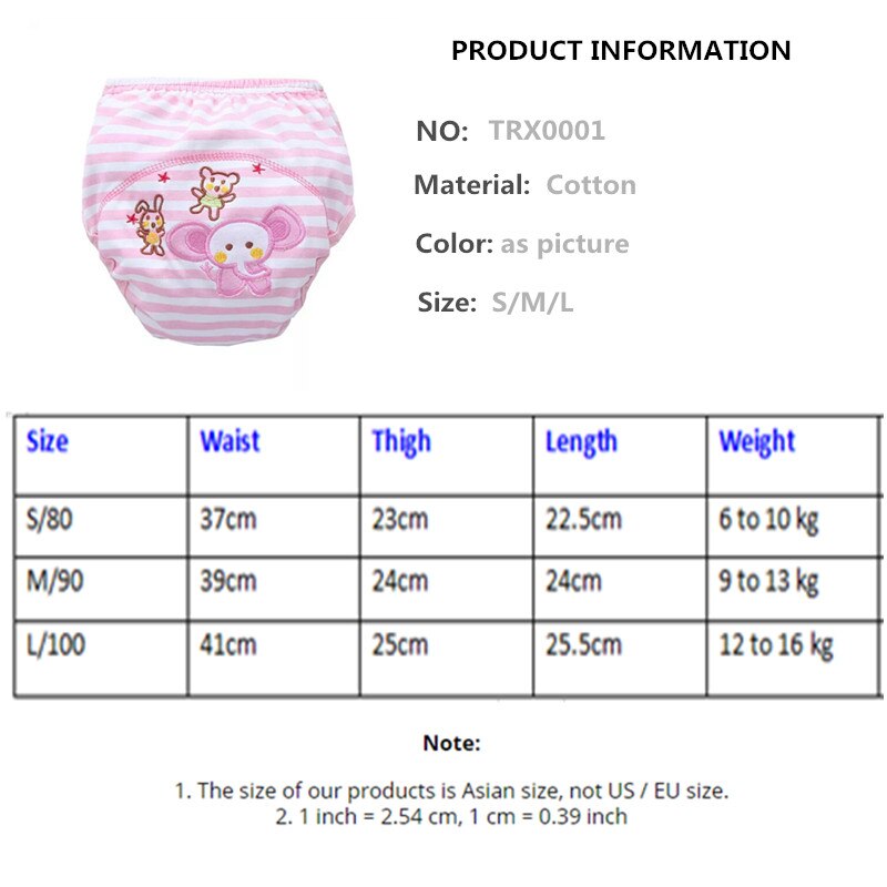 5 stk babytrænings bomuld genanvendelige bleer vandtætte bleer vaskbare lærebukser 10-14kg