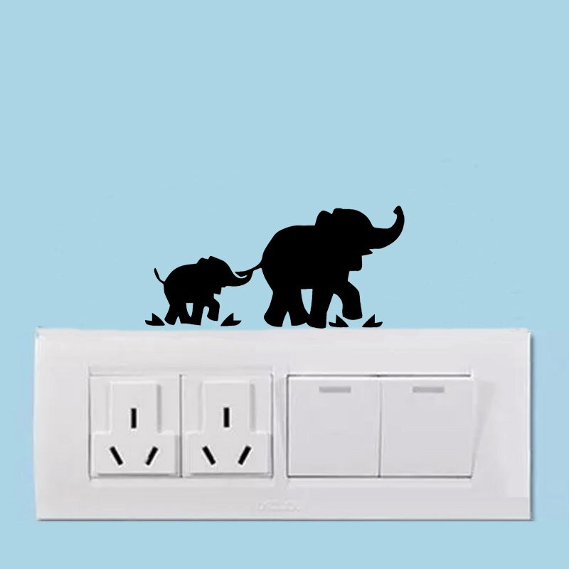 Olifant Met Baby Switch Sticker Animal World Styling Muurstickers Voor Kinderen Kamers 2WS0329