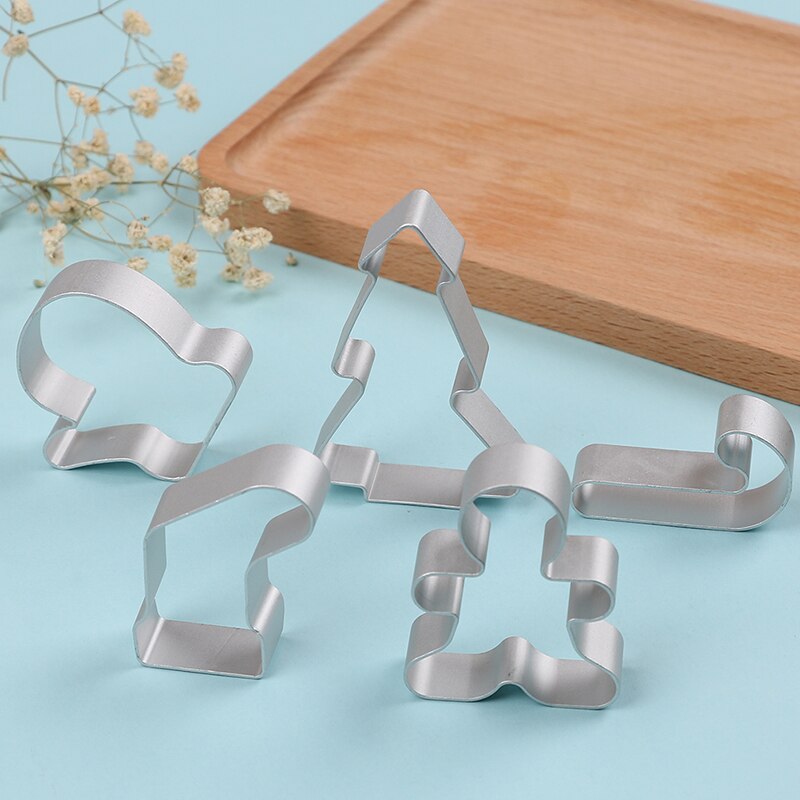 5pcs/set Stainless Steel Gingerbread Men Shaped Biscuit Mold Christmas Cookie Cutter Tools Kitchen Cake Decorating Tool