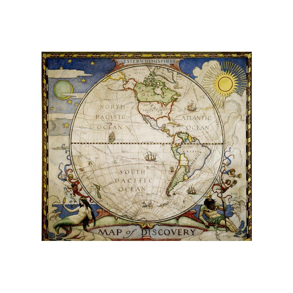24x24 Inch Western Hemisphere Map Of Discovery Vin Vicedeal