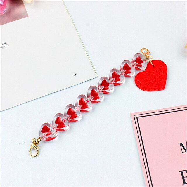 Mobiele Telefoon Lanyard Telefoon Charme Acryl Olie Liefde Armband Telefoon Sleutelhanger Diy Mobiele Telefoon Geval Sieraden Accessoires: Red