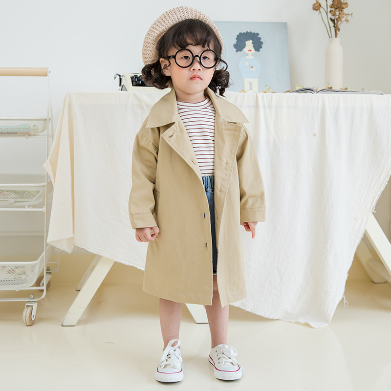Gabardina para Niñas Ropa para niños bebé chaquetas largas casuales niño niña Turn-down Collar Trench Outwear 2 3 4 5 5 5 6 6 7 año
