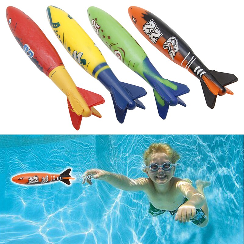 4 Pcs Rubber Swimming Pool Toys Diving Sport Outdoor Toypedo Bandits Play Water Fun Pool Fun Toys Games
