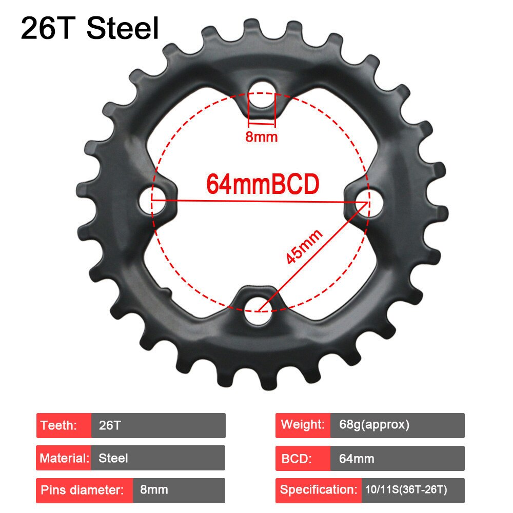 Plateau de pédalier Double 64BCD 104BCD pour vtt, 22, 24, 26, 28, 36, 38 dents