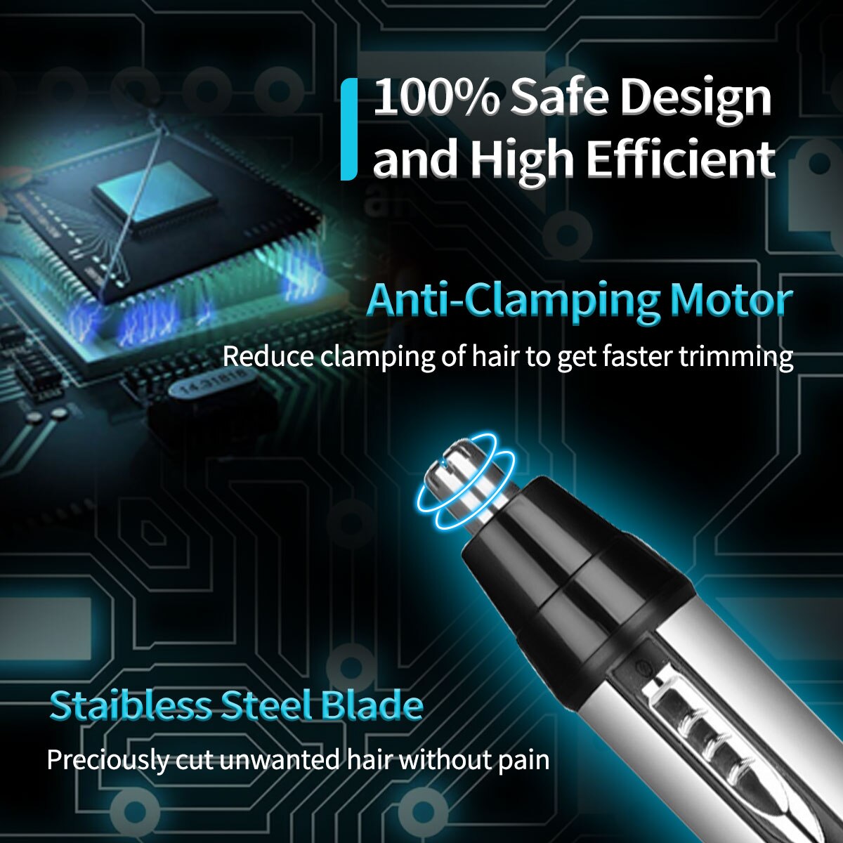 CkeyiN Men Hair Clipper Trimmer Cordless Nose Eyebrow Removal Painless Electric Shaver Machine Beard Razor Mower