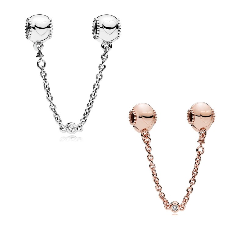 2 farben Geprägte Liebe Herzen Sicherheit Kette Silber 925 Schmuck Charme Perlen für Frauen Armbänder DIY Feinen Perlen für Schmuck, der