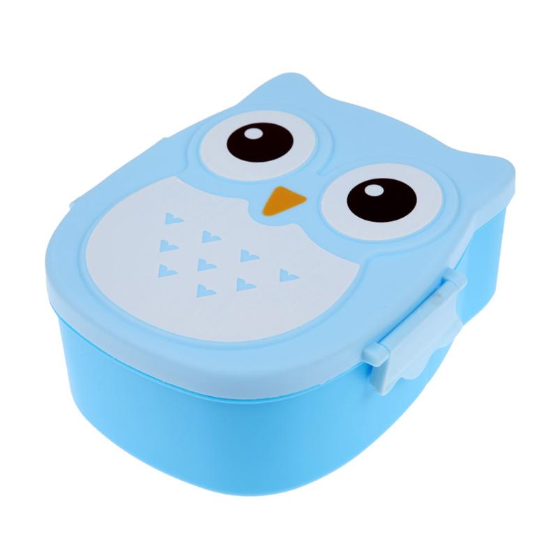 Leuke Cartoon Uil Lunchbox Voedsel Container Opbergdoos Draagbare Kids Student Lunchbox Bento Box Container Met Compartimenten Case: Blue