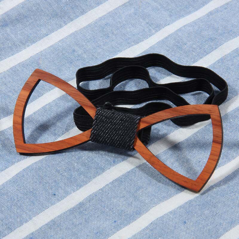 Pajarita de madera de para hombres Unisex ahuecado tallado Retro de madera para cuello corbatas correa ajustable Vintage moño estilo bigote