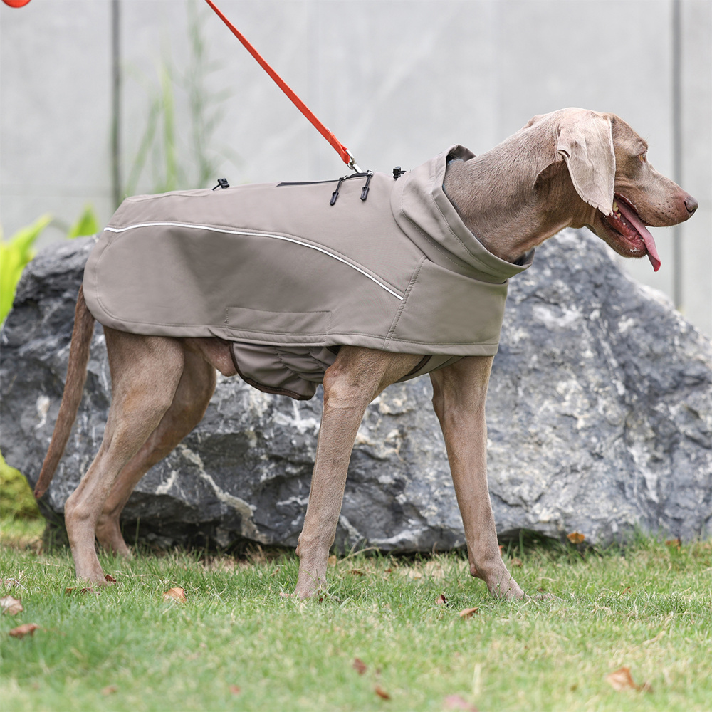Wasserdichte Jacke für große Hunde, flexibel Brust, Vlies-Futter, Softshell, draussen-Hundejacken, reflektierender Sicherheitsmantel für Haustierkleidung