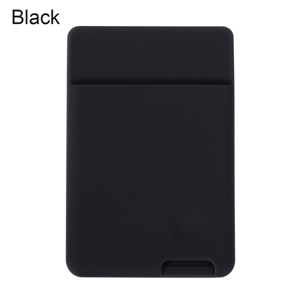 Universal Wallet Case Stok Op Telefoon Id Credit Kaarthouder Siliconen Zelfklevende Cellphone Back Pocket Sticker Kaart Mouwen tas: black