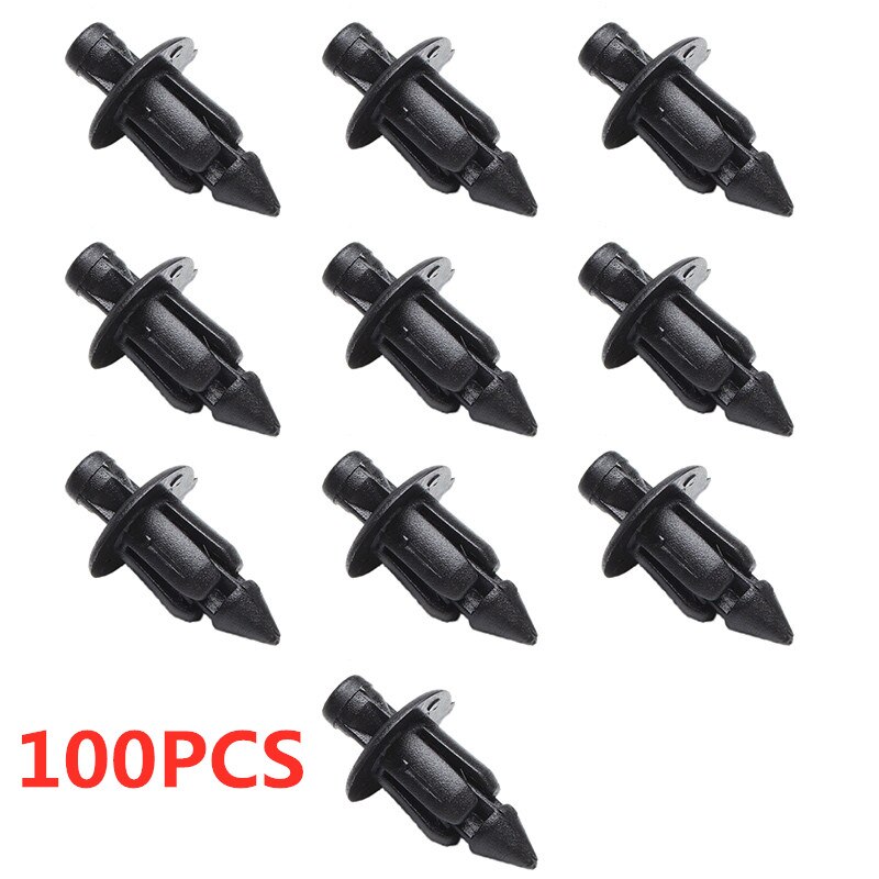 100Pcs 6mm Black Rivet Fairing Body Trim Panel Fastener Screw Clips for