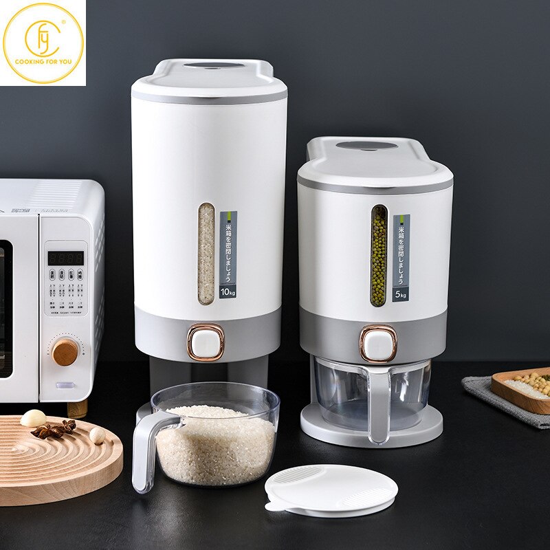 5/10KG Large Capacity Home Plastic Rice Bucket Plastic Multifunctional Refrigerator Storage Tank for Multigrain Grain and Cereal