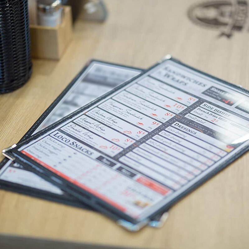 10 Pack of Menu Covers - Single Page, 2 View, Fits 8.5 x 11 Inch Paper - Restaurant Menu Covers