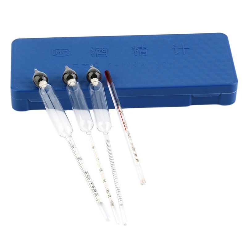 3pcs/set 0-100% Alcoholometers Breathalyzer alcohol tester Concentration Meter for Wine Alcohol with Thermometer