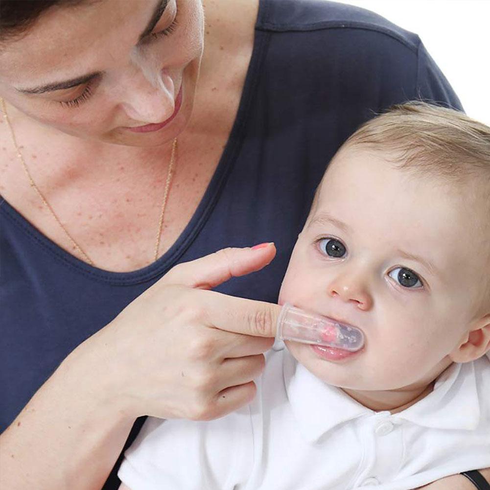 1 einstellen Weiche Baby Finger Zahnbürste Und Kasten Silikon Kleinkind Zahn freundlicher Weichen Pinsel Baby Zähne Silikon Zähne Pinsel Sauber b5L5