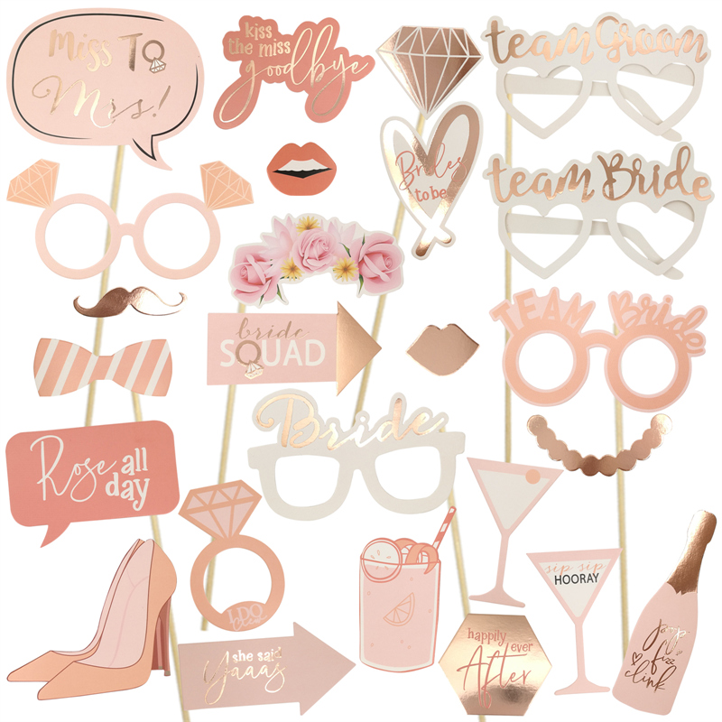 1 sac équipe mariée pour être papier Photo stand accessoires masque Photobooth Bachelorette poule fête nuptiale douche mariage décoration fournitures