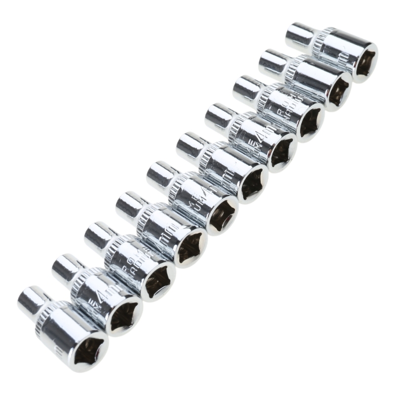 N5KC Metric Short Socket Set 1/4Inch 6 Point Size 4mm to 14mm for Maintenance: black