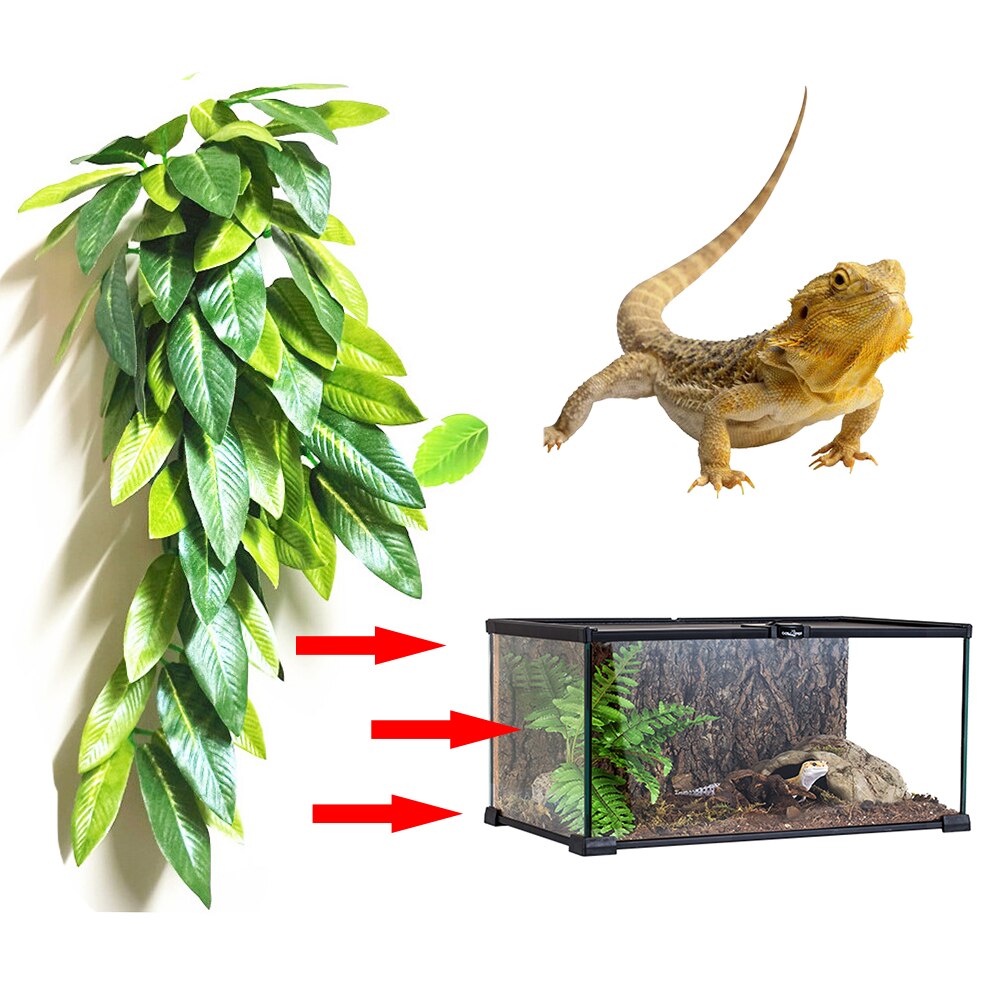 2Pcs 30CM Apple Leaf And Willow Leaf Simulation Aquatic Plant Lizards Reptile Terrarium Aquarium Fish Tank Landscaping