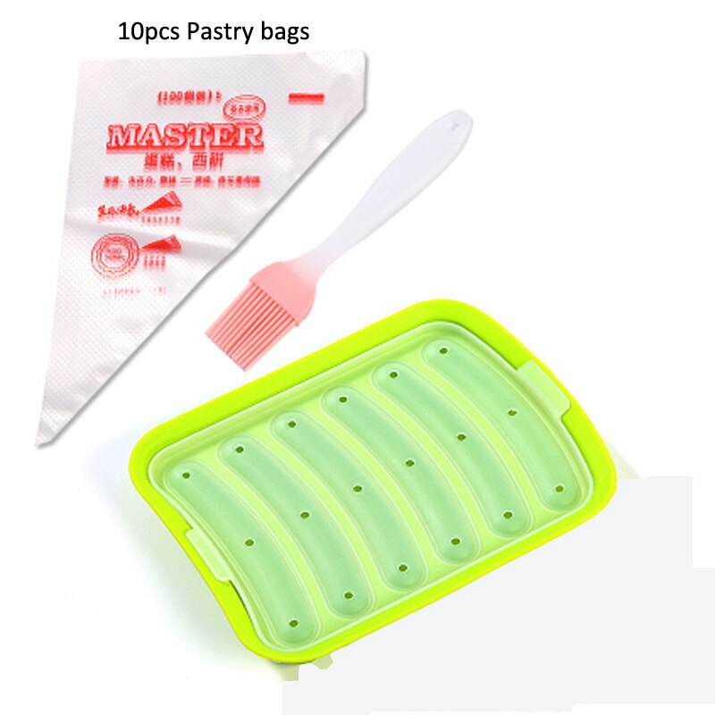 Silicone Sausage Mold Baby Food Supplement Children Ham Making Mould: green set