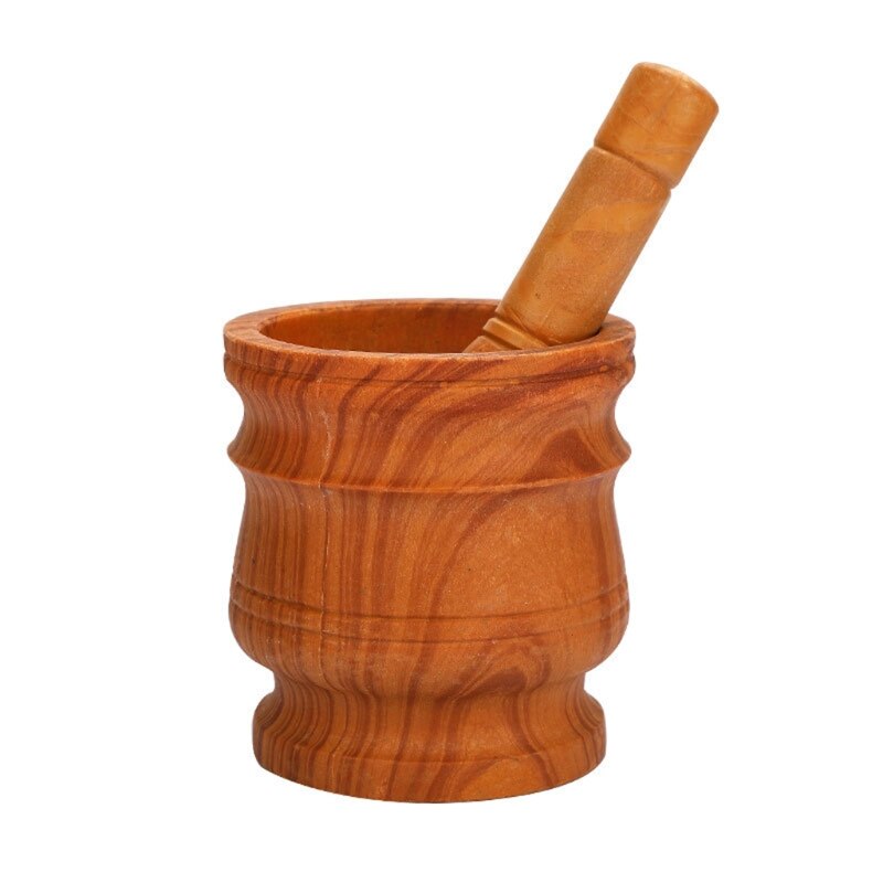 Mortar Pestle Tool Set 11 Cm Large Mortar Kitchen Herbs Spices Food Shreding Grinding Tool For DIY Sauce Making: Brown