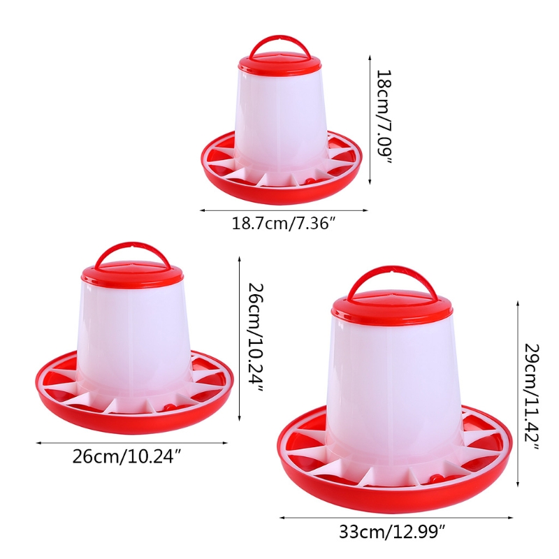 Chick Feeder Automatic Poultry Food Containers for Chickens Geese Ducks Easy to Clean Food Bucket with Handle