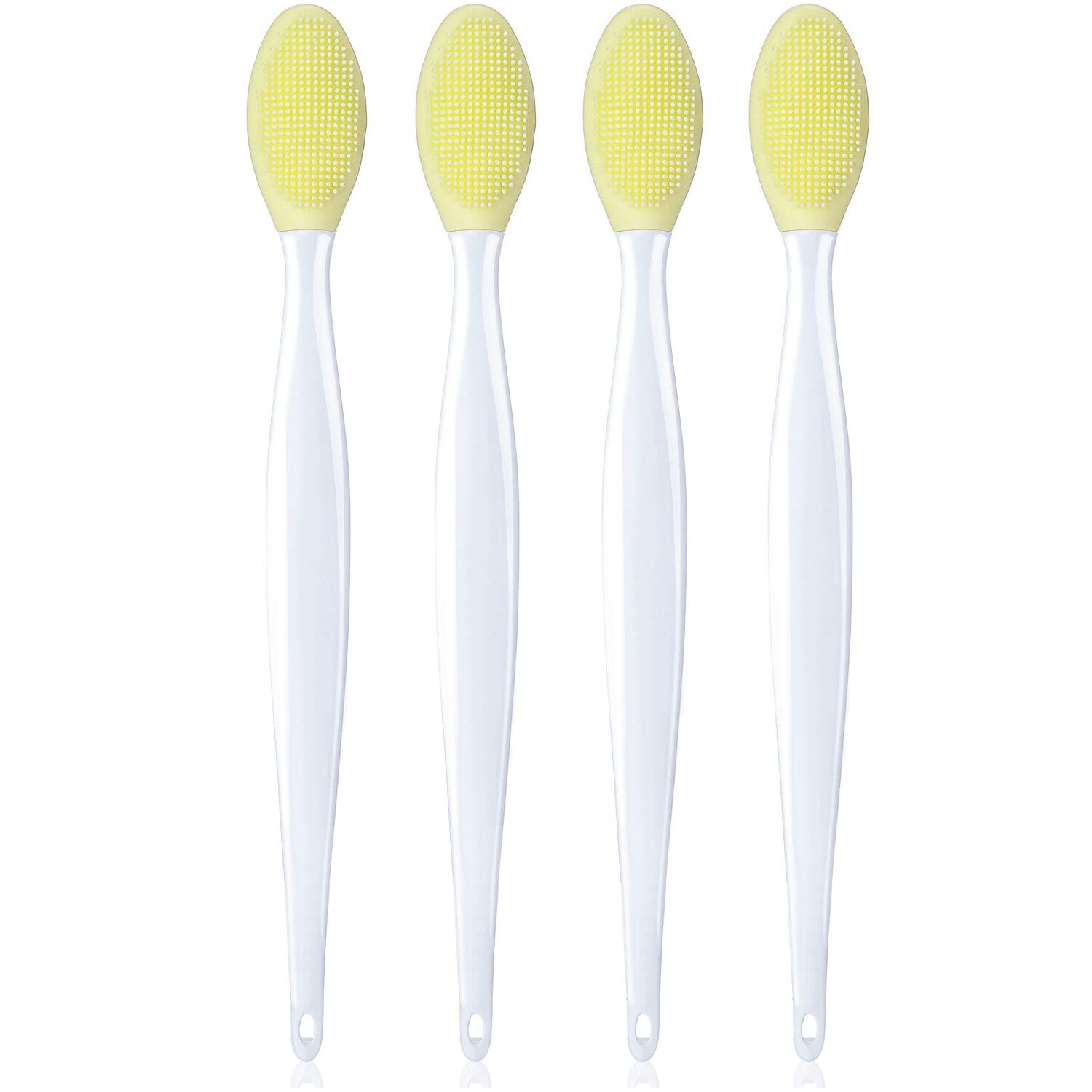 Silicone Lip Brush Tool Double Sided Soft lip Brush Wash Face Brush Scrub Clean Exfoliating Facial Lip Brush: 4Pcs yellow