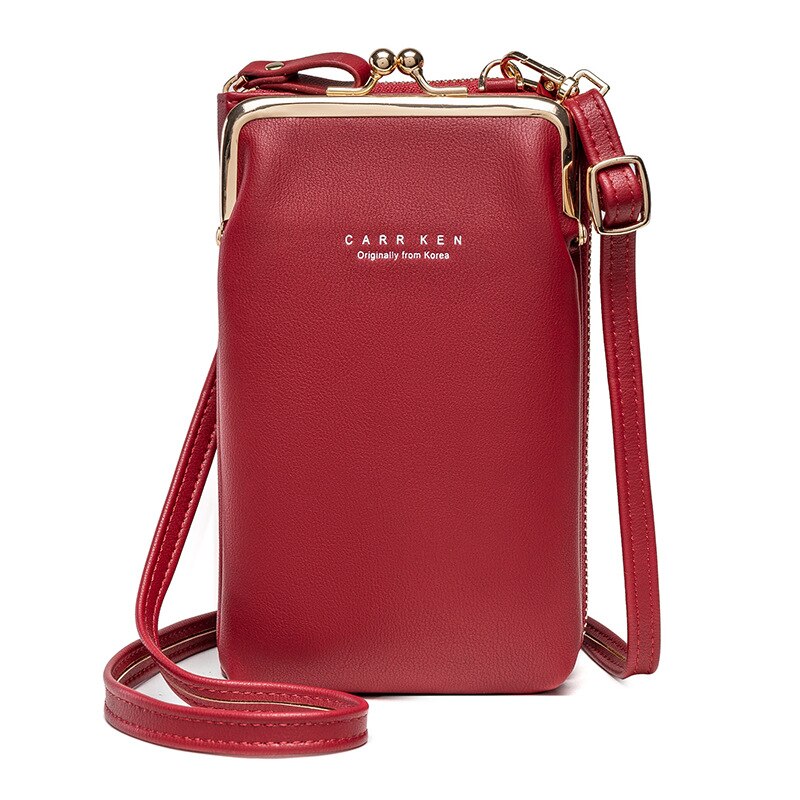 Crossbody saco do telefone das mulheres couro do plutônio pequeno portátil bolsa de ombro senhora marca moda mensageiro sacos embreagem sólida aleta feminina: Vermelho