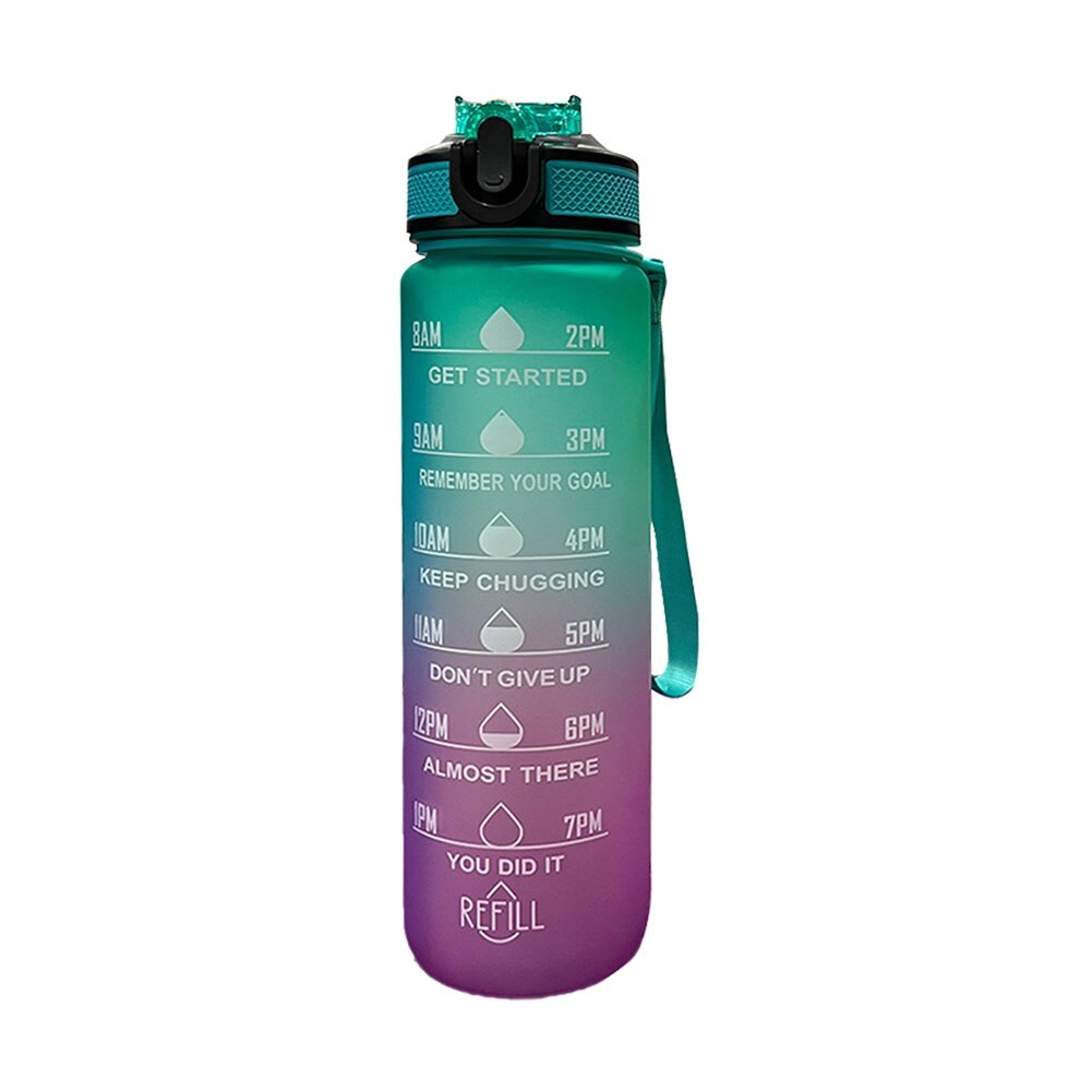 1L Große Kapazität Wasser Flasche Stroh Tasse Kunststoff Wasser Tasse Zeit Skala Matt Outdoor Sport Student Paar Tasse Wasser Flaschen: 06
